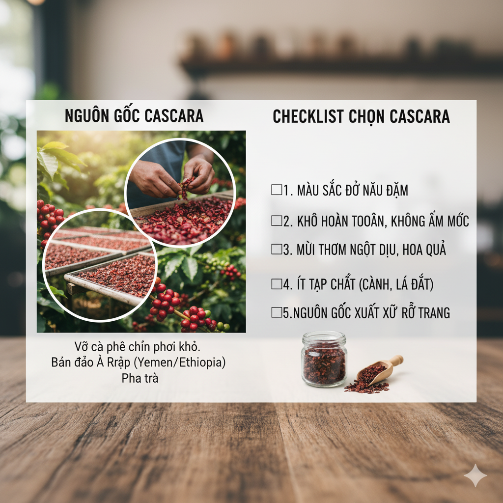 checklist chọn cascara ngon, sạch
