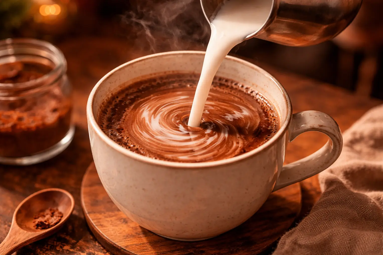 3 cách pha cacao nóng ngon chuẩn vị tại nhà | Bách Vị B'lao 6 Hoàn thiện ly cacao nóng bằng sữa giúp tăng độ béo và dễ uống