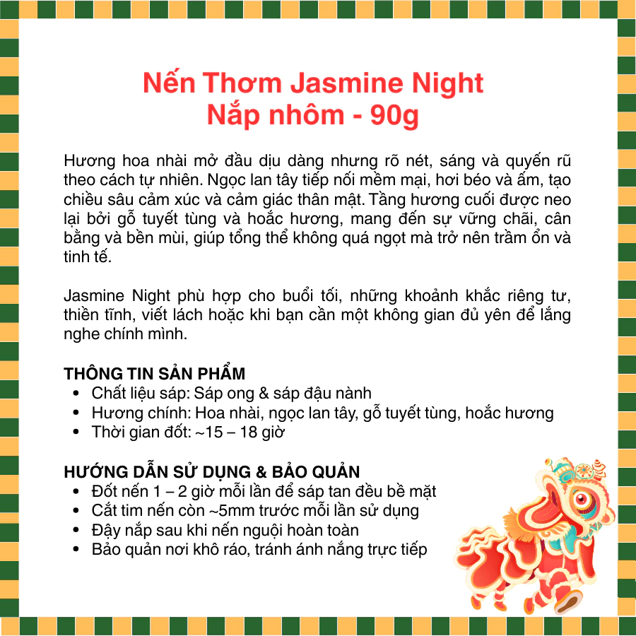 Jasmine Night | Nến thơm thiên nhiên 5 Jasmine Night HDSD