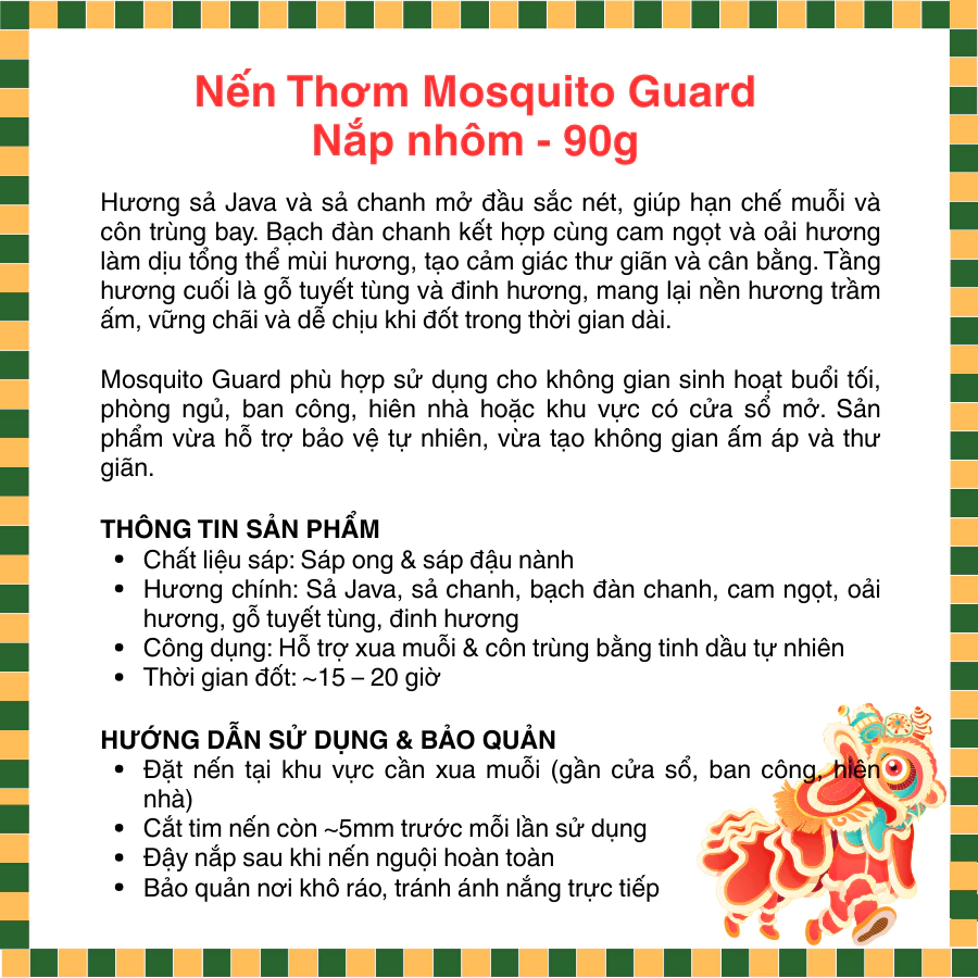 Mosquito Guard – Nến thơm thiên nhiên 4 Mosquito Guard hdsd