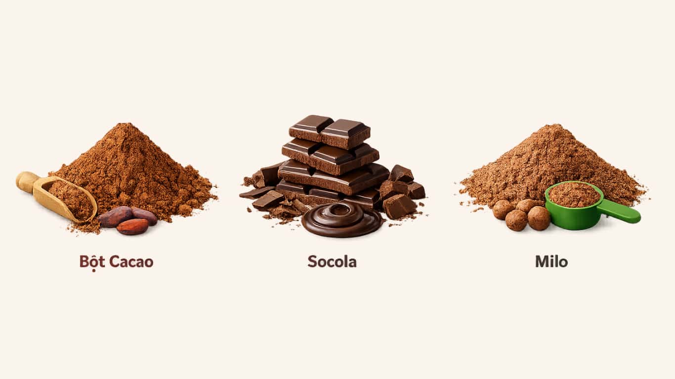 So sánh bột cacao, socola và Milo