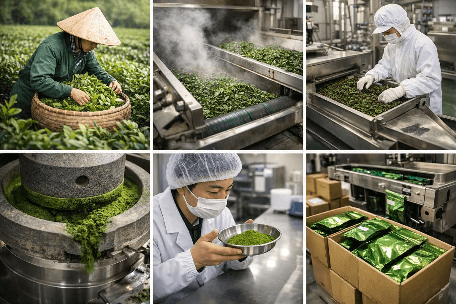 Quá trình sản xuất bột matcha oolong