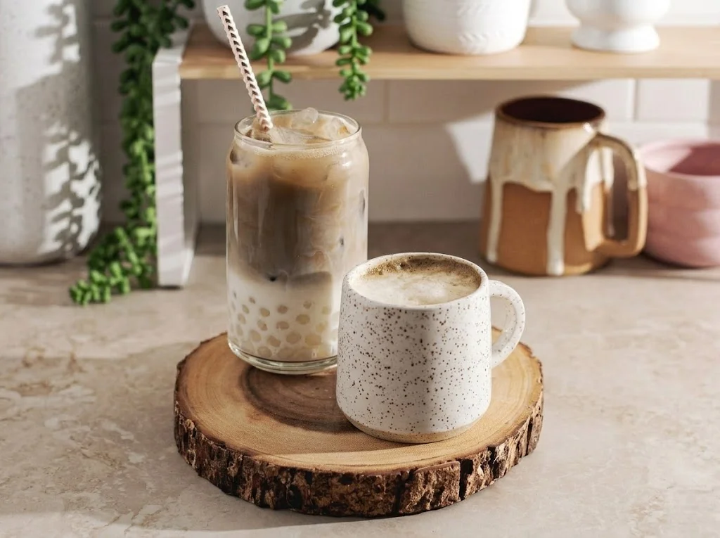 Houjicha Latte Trân Châu Trắng 