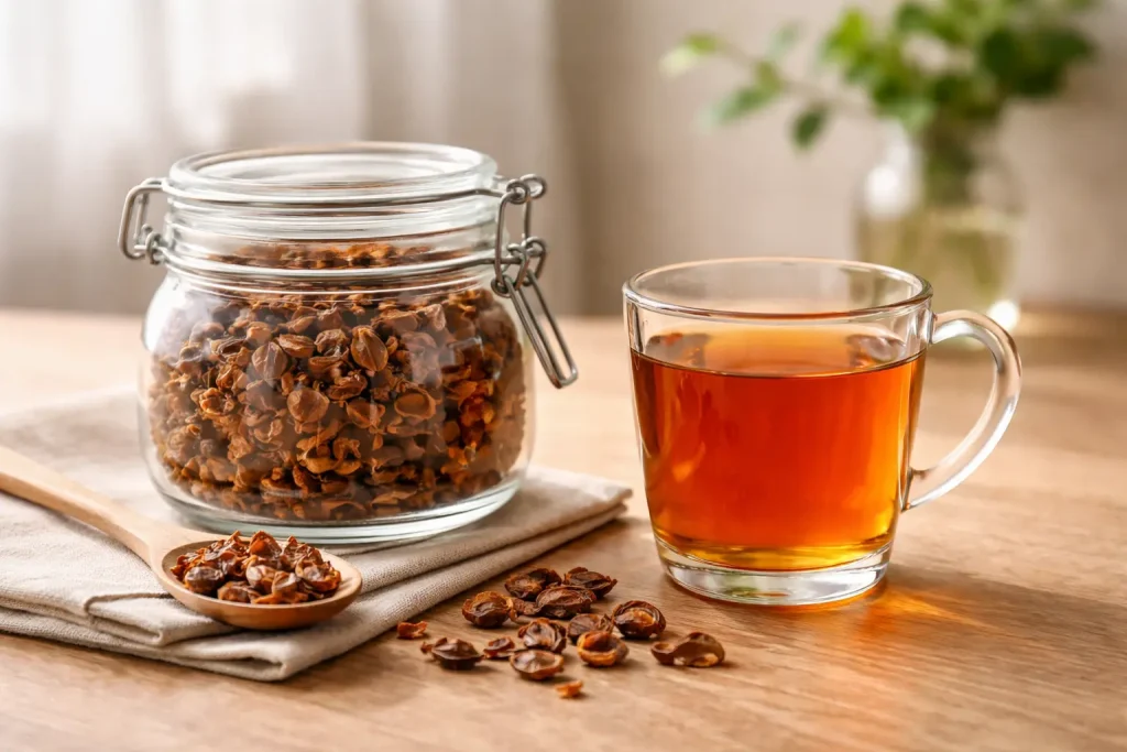 Trà Cascara Bảo Lộc – thức uống mới từ quả cà phê, hương vị lạ nhưng dễ yêu 2026 | Bách Vị B’lao 1 Trà Cascara không phải một ý tưởng ngẫu hứng, mà là một nguyên liệu có hương vị riêng và đủ sức tạo thành một thức uống độc lập