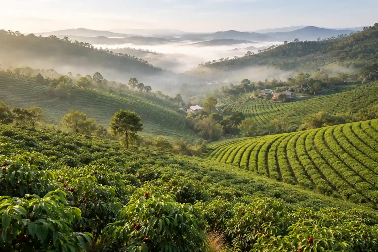 Khí hậu mát mẻ và vùng nguyên liệu cao nguyên giúp Bảo Lộc trở thành nơi lý tưởng để phát triển trà cascara
