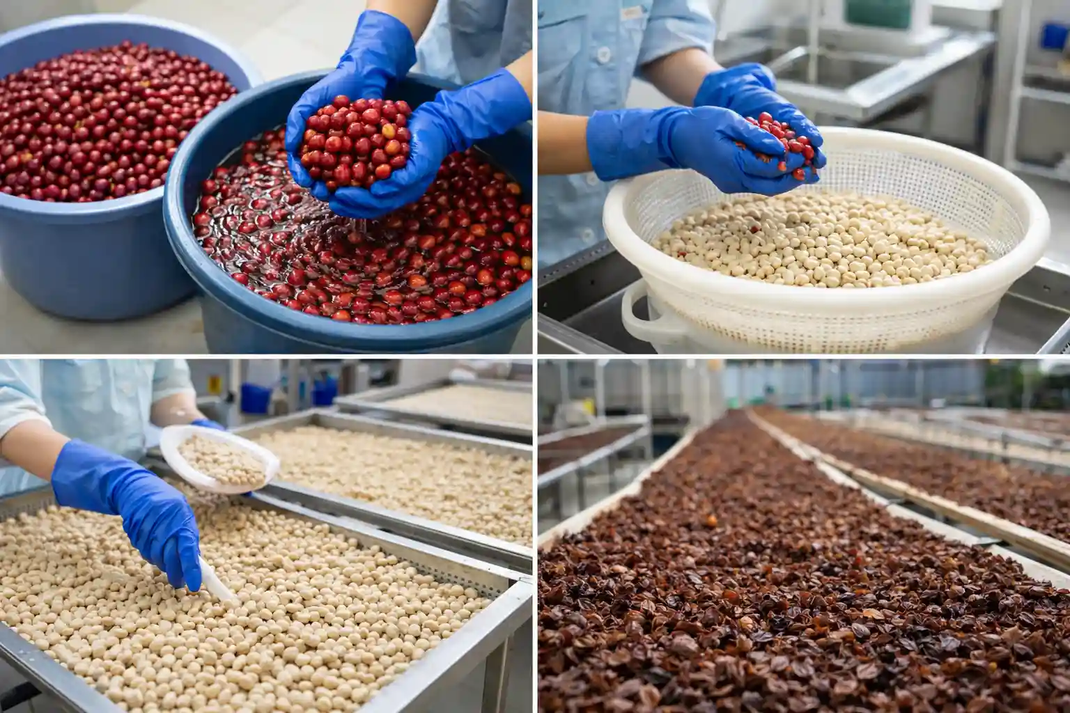 Từ quả cà phê chín được chọn lọc, cascara trải qua quá trình làm sạch và phơi sấy để trở thành nguyên liệu pha trà