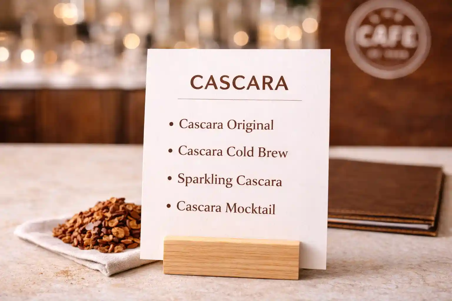 Menu quán với cascara