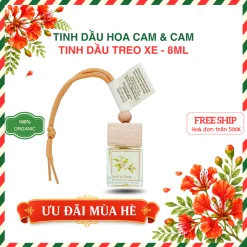 TINH DẦU TREO XE THIÊN NHIÊN NGUYÊN CHẤT 8ML - CHAI THỦY TINH NẮP GỖ | BÁCH VỊ B'LAO 19 cam hoa cam