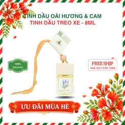 TINH DẦU TREO XE THIÊN NHIÊN NGUYÊN CHẤT 8ML - CHAI THỦY TINH NẮP GỖ | BÁCH VỊ B'LAO 16 oai huong cam 1